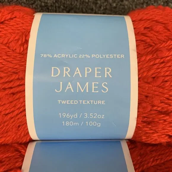 Lot Of 3 Draper James Tweed Texture Holiday Red Yarn 196yd 3.52oz Ea New - Picture 2 of 5